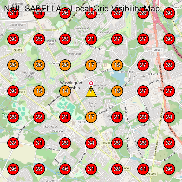 NAIL SABELLA GeoGrid visibility map for Air Conditioning Contractor in Williamstown